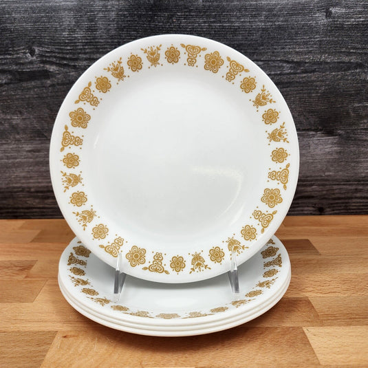 Corelle Corning Butterfly Gold Set of 4 Salad Plate 8 1/2" (21cm) Floral Rim