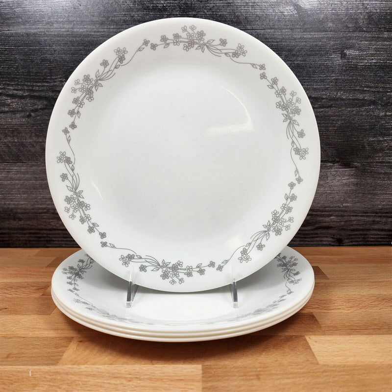 Load image into Gallery viewer, Corelle Ribbon Bouquet Set of 4 Dinner Plate 10.25&quot; 26cm Corning Gray Floral
