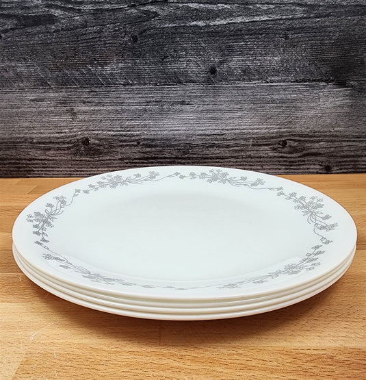 Corelle Ribbon Bouquet Set of 4 Dinner Plate 10.25" 26cm Corning Gray Floral