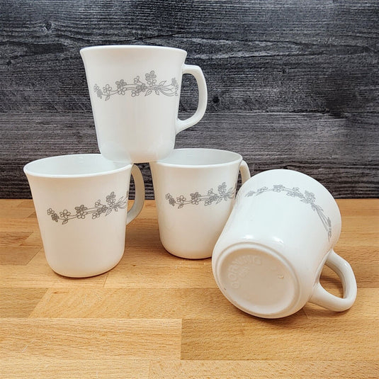 Corelle Corning Ribbon Bouquet Coffee Cup Set of 4 Mugs