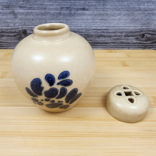 Pfaltzgraff Folk Art Potpourri Jar & Lid Brown Floral Design