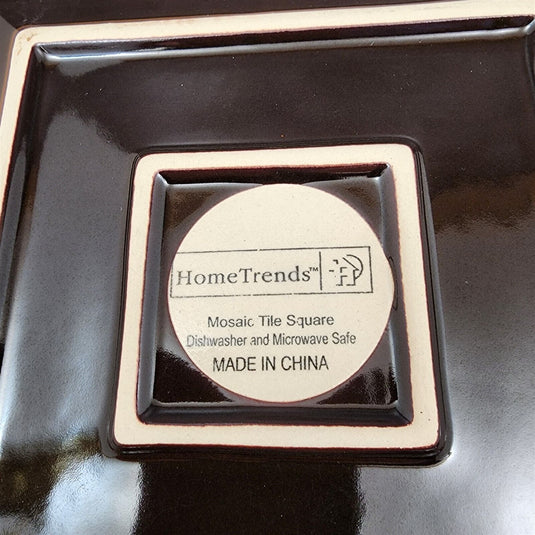 Home Trends Mosaic Tile Set of 4 Square Dinner Plate 11 Inch (27cm) Dinnerware