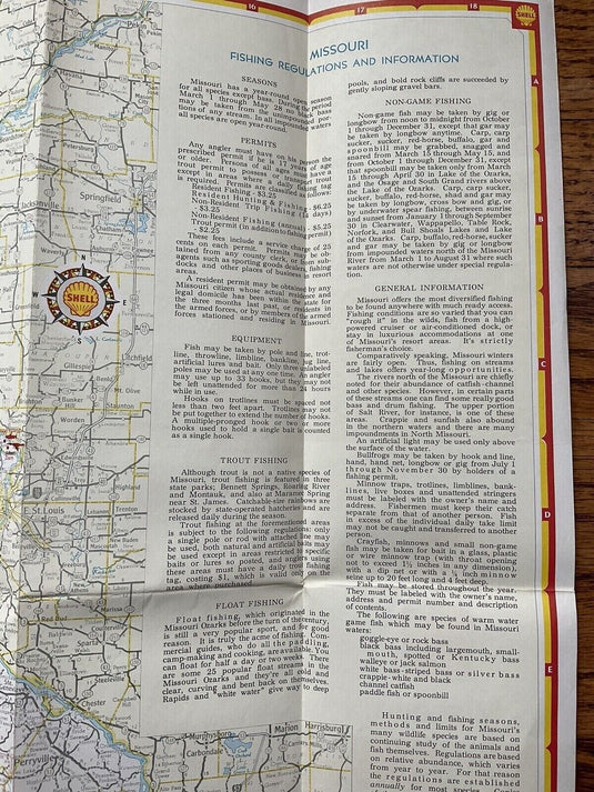 1963 Shell Missouri State Highway Transportation Travel Road Map