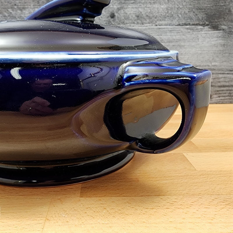 Load image into Gallery viewer, Hall Casserole Dish 8.5&quot; with Cover Lid Round Cobalt Blue Garden 1.5 Qt Bowl

