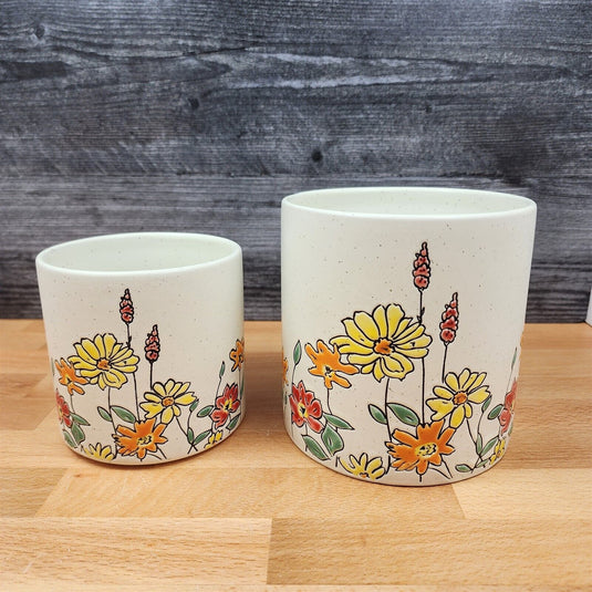 Autumn Valley Floral Canister Set by Blue Sky 4" & 5" Kitchen Embossed Décor Jar