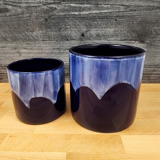 Drip Glaze Canister Set by Blue Sky 4" & 5" Embossed Kitchen Home Décor Pot