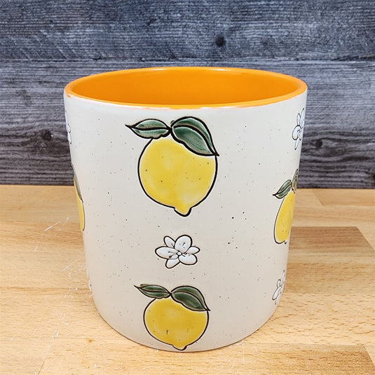 Lemon Bloom Canister Embossed Set by Blue Sky 4" & 5" Kitchen Home Décor Jar