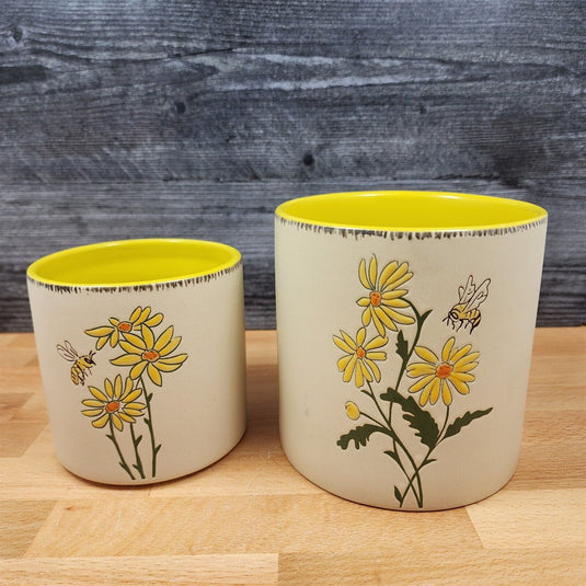 Spring Daisy Flower & Bee Canister Embossed Set by Blue Sky 4