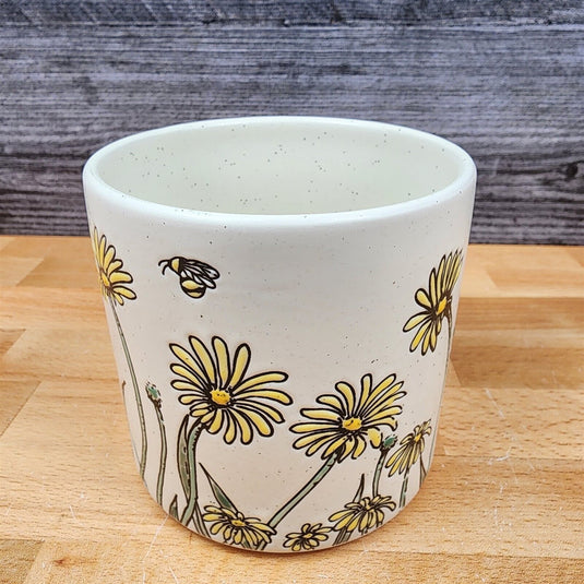 Spring Daisy & Bee Canister Embossed Set by Blue Sky 4" & 5" Kitchen Flower Pot