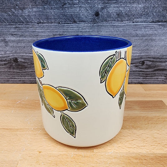 Lemon Bloom Fruit Canister Embossed Set by Blue Sky 4" & 7" Kitchen Home Décor