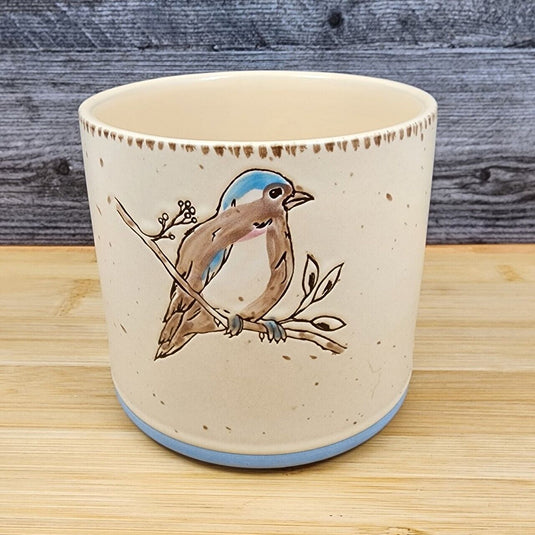 Spring Bird Canister Embossed by Blue Sky 5" Home Décor Decorative Flower Pot