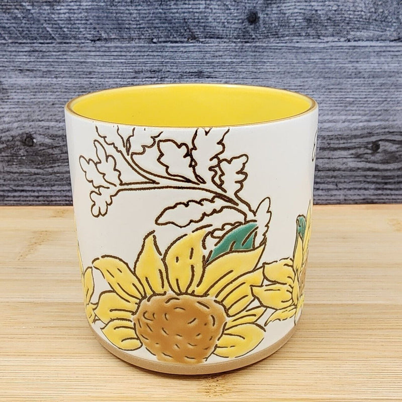 Load image into Gallery viewer, Gilded Sunflower Floral Canister by Blue Sky 4&quot; Kitchen Embossed Décor Jar
