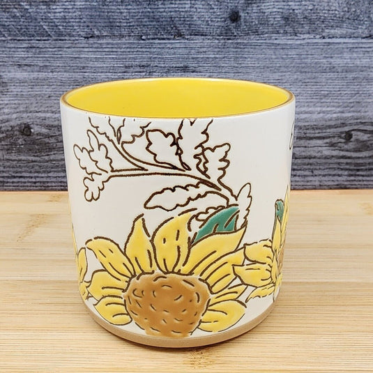 Gilded Sunflower Floral Canister by Blue Sky 4" Kitchen Embossed Décor Jar