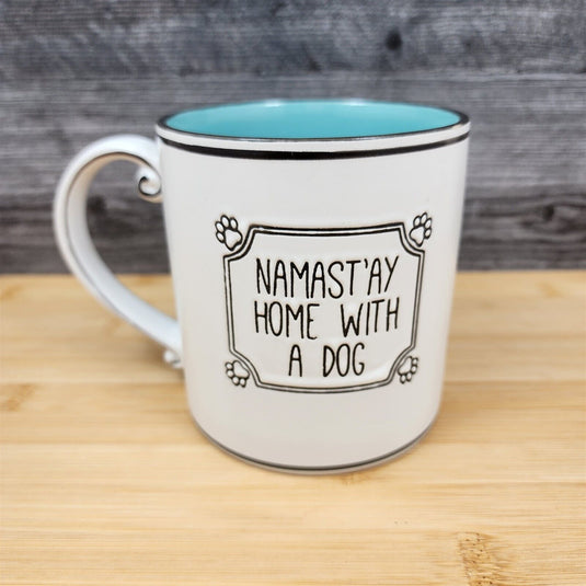 Namast'ay Home With A Dog Coffee Mug Embossed Beverage Tea Cup 21oz (621ml)