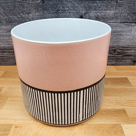 Pink with Black Stipes Canister by Blue Sky 6" Embossed Flower Pot Home Décor
