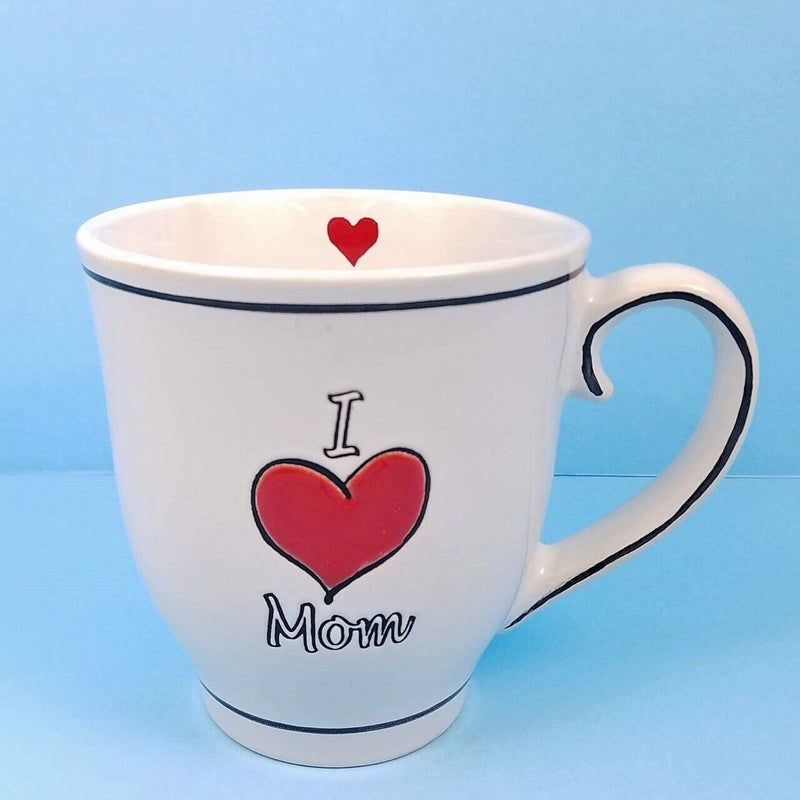 Load image into Gallery viewer, I Heart Mom Coffee Mug Cup or Pen Holder 17oz in White by Blue Sky Spectrum
