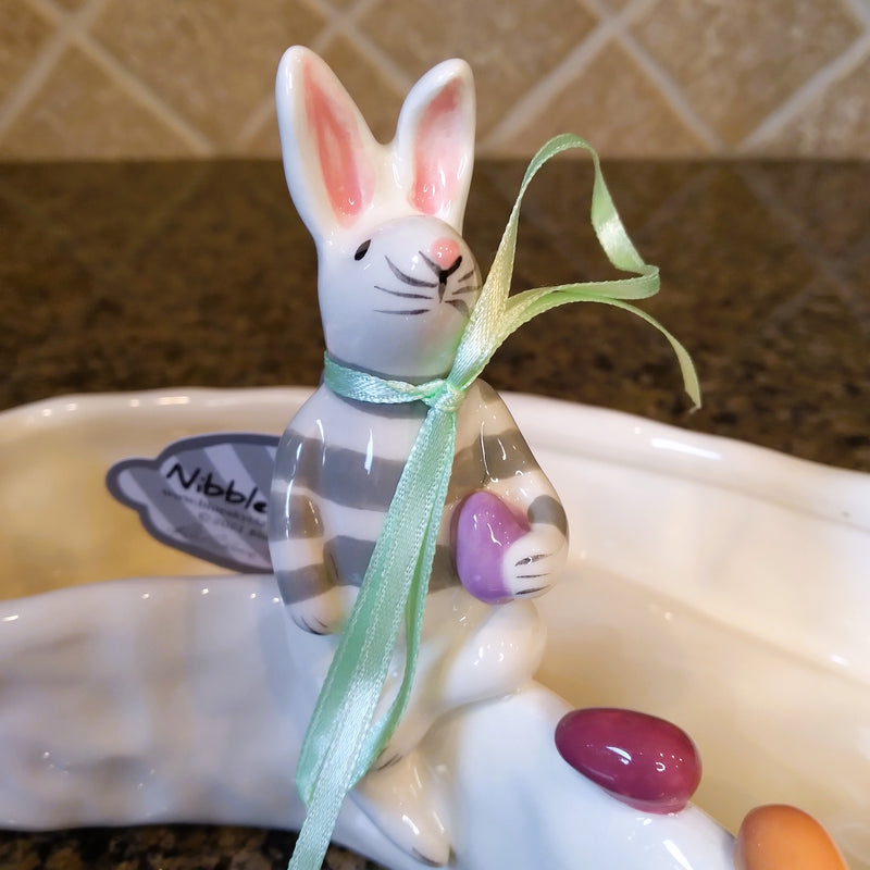 Load image into Gallery viewer, Bunny Nibbles Treat Easter Bowl Decorative Home Décor Blue Sky Clayworks
