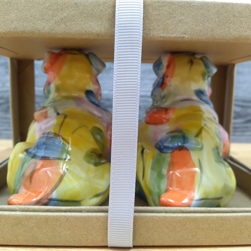 Load image into Gallery viewer, Bull Dog Design Salt Pepper Set Collectible by Blue Sky Clayworks

