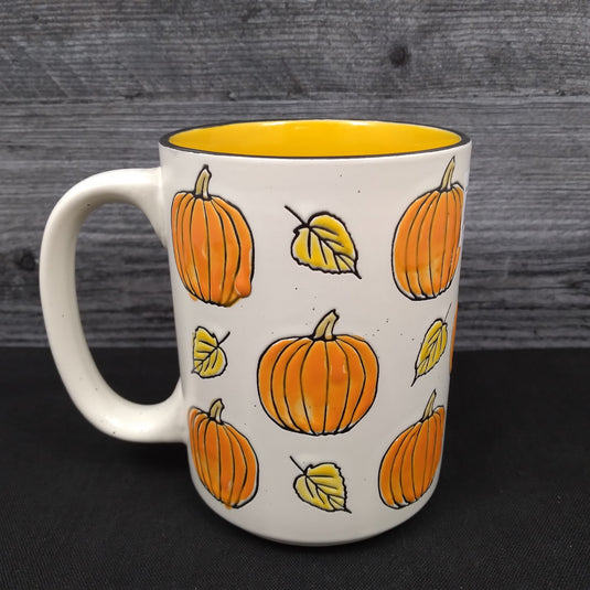 Halloween Pumpkin Coffee Mug Fall Leaves Beverage Tea Cup 17oz 483ml by Blue Sky