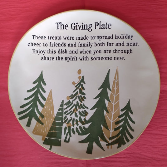 Giving Plate Christmas Forest Mountains Scene Holidays 11" By Blue Sky Clayworks