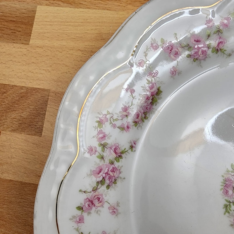 Load image into Gallery viewer, ZSC41 Luncheon Plates Set of 5 Scalloped, Pink Roses White ZS &amp; Co Scherzer

