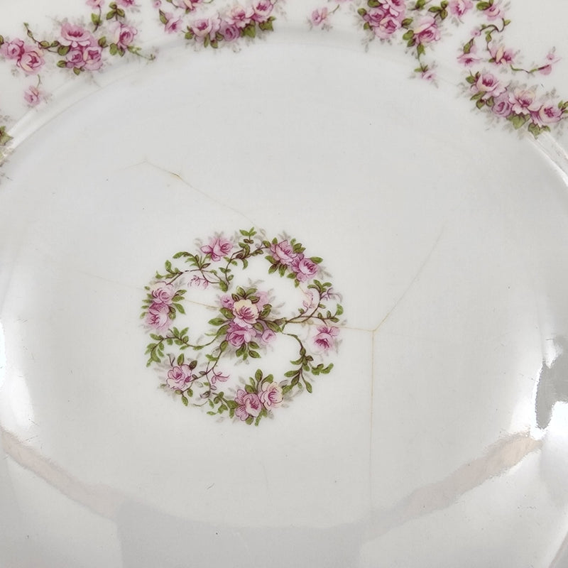 Load image into Gallery viewer, ZSC41 Luncheon Plates Set of 5 Scalloped, Pink Roses White ZS &amp; Co Scherzer
