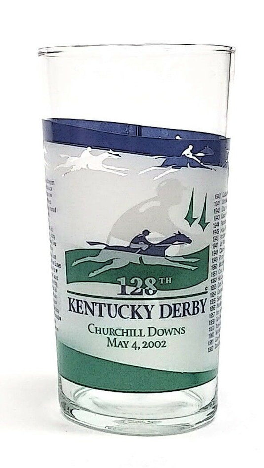 2002 Kentucky Derby 128 Mint Julep Glass, Winner Was War Emblem