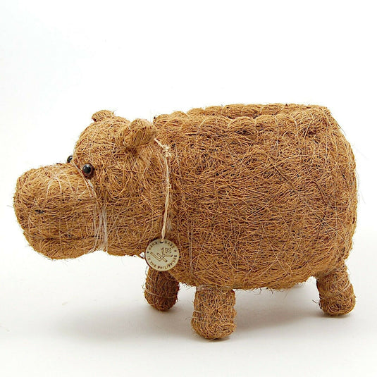 Hippo Flower Pot Beige Coco Coir Animal Succulent Plant Holder