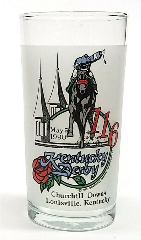 Load image into Gallery viewer, 1990 115th Kentucky Derby Mint Julep Beverage Glass Winner was Unbridled
