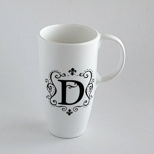 Monogrammed D Coffee Mug White Beverage Cup Kitchen Home Décor