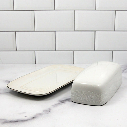 Crown Victoria Lovelace Collection Japan 1/4 lb Covered Butter Dish