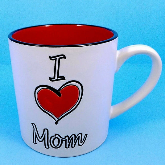 Coffee Mug I Love Mom Ceramic Beverage Cup 21oz Spectrum Pen Pencil Holder