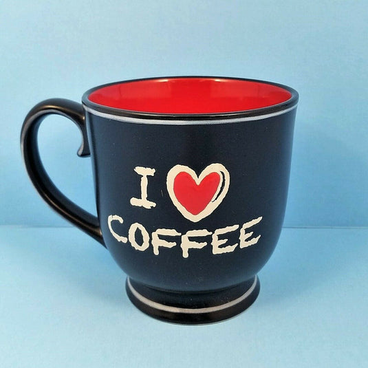 Chalkboard Mug Cup I Heart Coffee by Blue Sky Spectrum 17oz Black Red