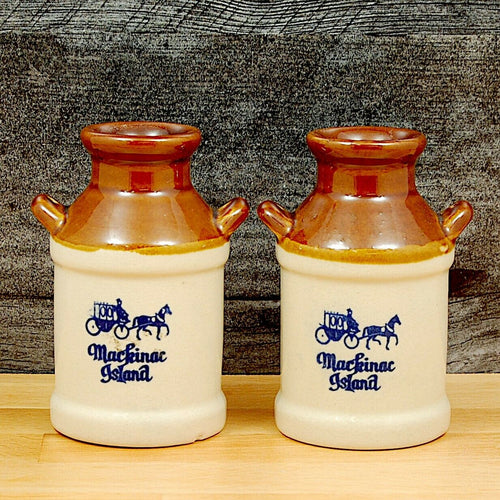 Mackinac Island Milk Jug Container Salt and Pepper Shakers