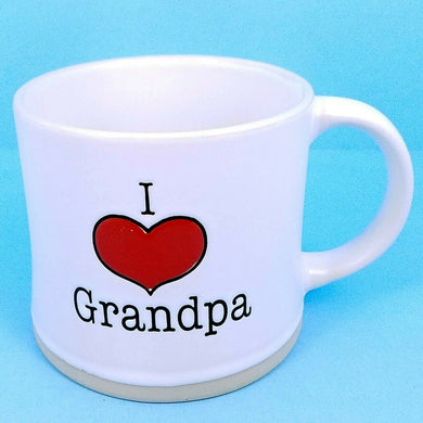 Coffee Mug I Heart Grandpa Embossed Ceramic 17oz Spectrum White Tea Cup Blue Sky