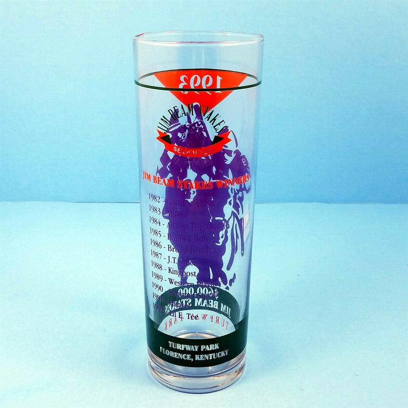 Load image into Gallery viewer, 1993 Turfway Park Jim Beam Stakes Race Bar Glass Winner Lil E Pat Day Florence
