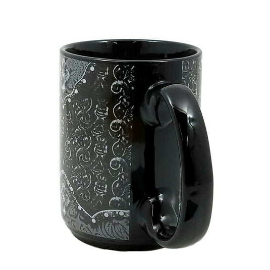 Western Moments Cowboy Cowgirl Coffee Mug Ceramic Tooled Cross Black 16oz New