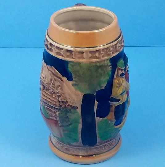 Ceramic German Beer Stein Hand Painted Luster Lustre Ware Made In Japan Vintage