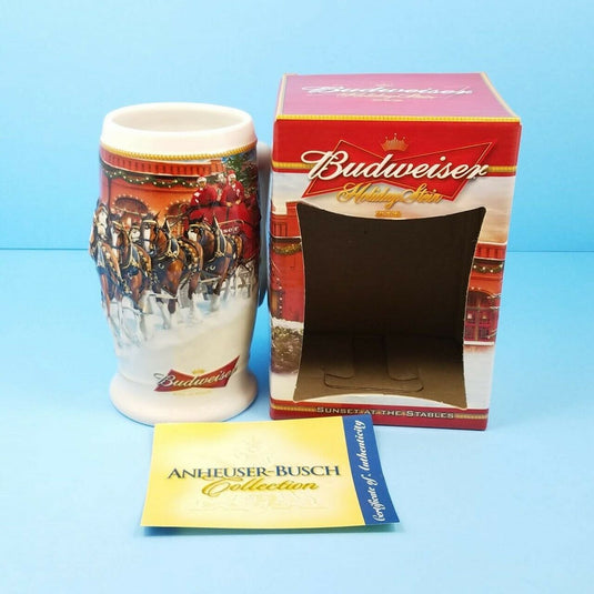 2006 Budweiser Stein Holiday Mug Sunset at The Stables with Gift Box COA CS670