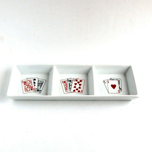 Sushi Soy Sauce Dish by BIE 3 Compartment Section BBQ Sample Plate Poker Theme