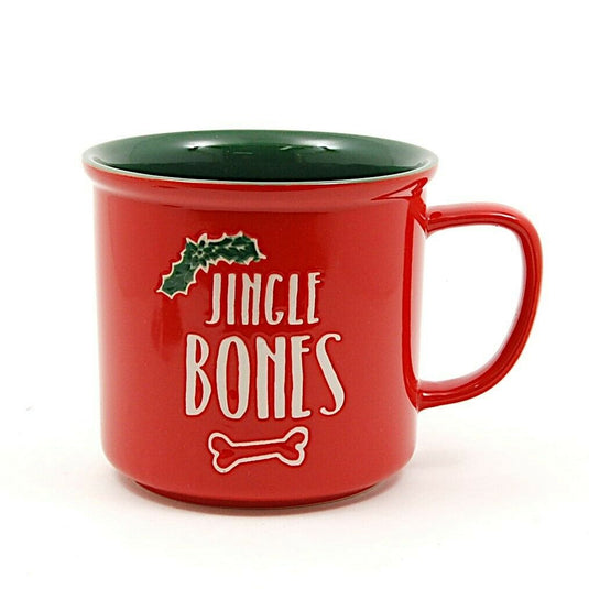 Holiday Christmas Pet Dog Saying Jingle Bones Red Coffee Mug Cup 18oz (532ml)